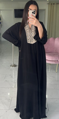 Abaya noir et doré